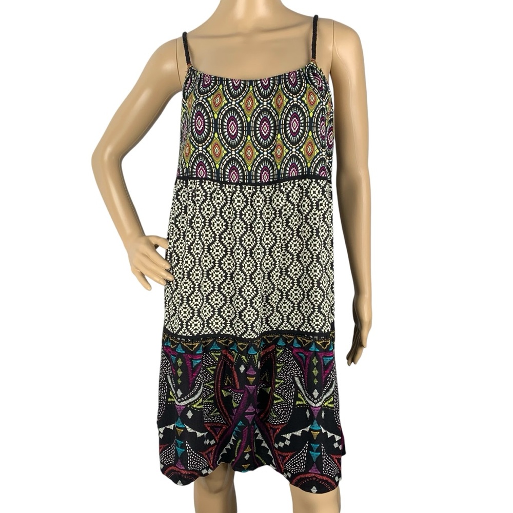 XHILARATION Colorful Boho Geometric Summer Dress Sundress Size Large NWOT